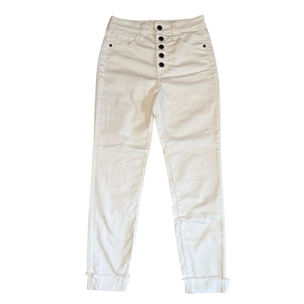 Cuffed White High Rise Skinny Jeans